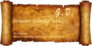 Gresko Dionízia névjegykártya